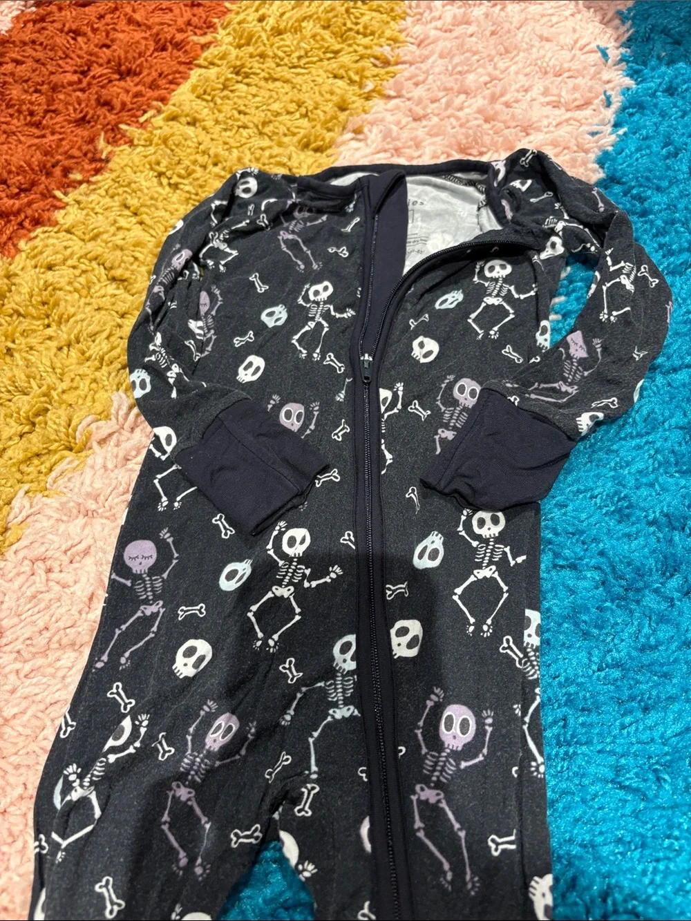 Little Sleepies Black and White Skeleton Footless Pajamas